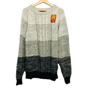 Vintage Chartwell Gray Black Gradient Grunge Crew Sweater Size 2X NWT Dead Stock